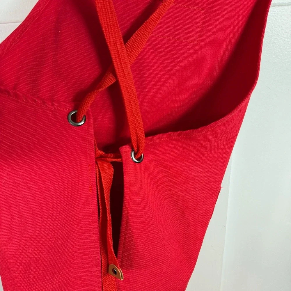 Makers Mark Red Canvas Bib Apron with Pockets and Cross Back‎ Straps